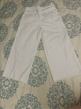 Pilcro and the Letterpress White Cropped Wide Leg Jeans Size 31